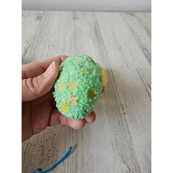 Beaded sequin life-size egg Easter colorful glitter sparkle spring set decor as - Picture 9 of 11